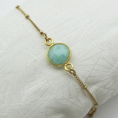 Bracelet une pierre or amazonite bleue