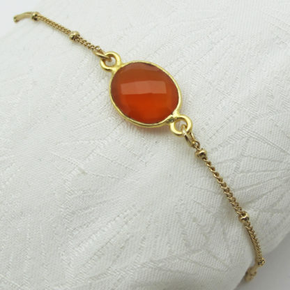 Bracelet une pierre or cornaline orange