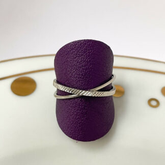 Bague réglable deux anneaux croisés - Palladium
