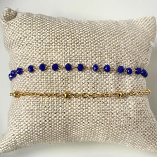 Bracelet double IBIZA acier inoxydable et perles de verre